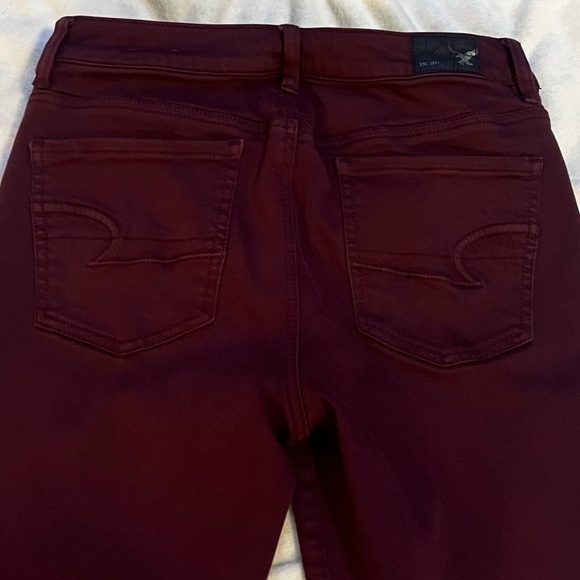 American Eagle High Rise Jegging Burgundy Solid Dark Red Stretchy Pockets Size 8 - Picture 6 of 8